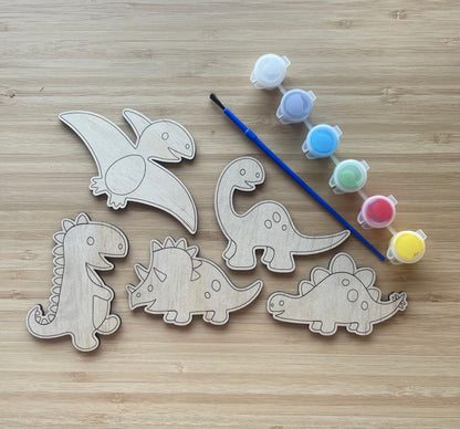 DIY Wooden Painted Dinosaurs